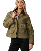 The Rip Curl Womens Bossa Nova Waxed Chore Jacket in Military Green
