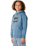 Boys Rip Script Icon Hoodie in Bluefin