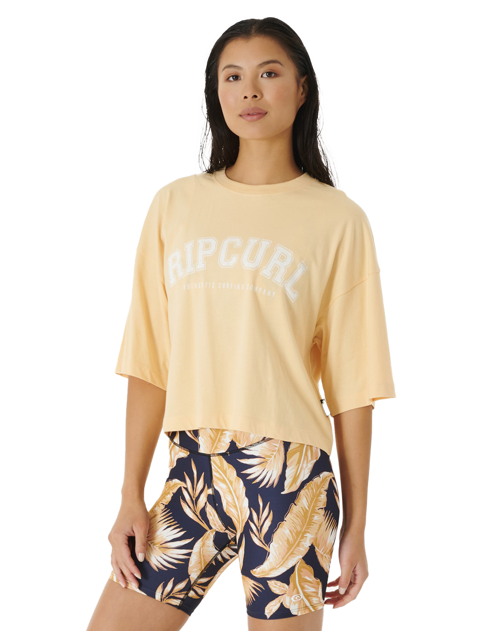 The Rip Curl Womens Seacall Crop Heritage T-Shirt in Blush