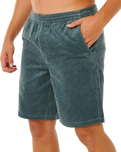 Premium Surf Cord Volley Shorts in Pine Night