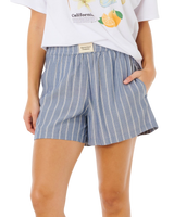Beach Days Pinstripe Shorts in Dusty Blue