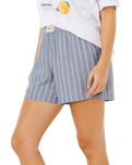Beach Days Pinstripe Shorts in Dusty Blue