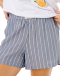 Beach Days Pinstripe Shorts in Dusty Blue