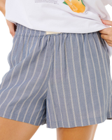 Beach Days Pinstripe Shorts in Dusty Blue
