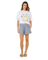 Beach Days Pinstripe Shorts in Dusty Blue