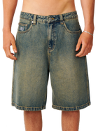 The Rip Curl Mens Archive Dirty Denim Walkie Shorts in Dirty Mid Blue