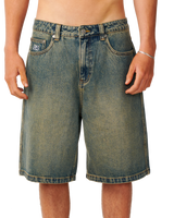 The Rip Curl Mens Archive Dirty Denim Walkie Shorts in Dirty Mid Blue