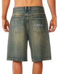 The Rip Curl Mens Archive Dirty Denim Walkie Shorts in Dirty Mid Blue
