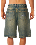 The Rip Curl Mens Archive Dirty Denim Walkie Shorts in Dirty Mid Blue