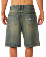 The Rip Curl Mens Archive Dirty Denim Walkie Shorts in Dirty Mid Blue