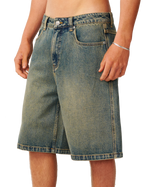 The Rip Curl Mens Archive Dirty Denim Walkie Shorts in Dirty Mid Blue