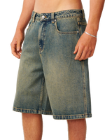 The Rip Curl Mens Archive Dirty Denim Walkie Shorts in Dirty Mid Blue