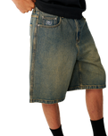 The Rip Curl Mens Archive Dirty Denim Walkie Shorts in Dirty Mid Blue
