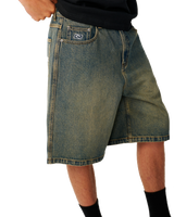 The Rip Curl Mens Archive Dirty Denim Walkie Shorts in Dirty Mid Blue