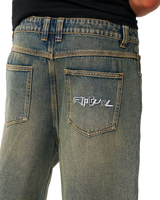 The Rip Curl Mens Archive Dirty Denim Walkie Shorts in Dirty Mid Blue
