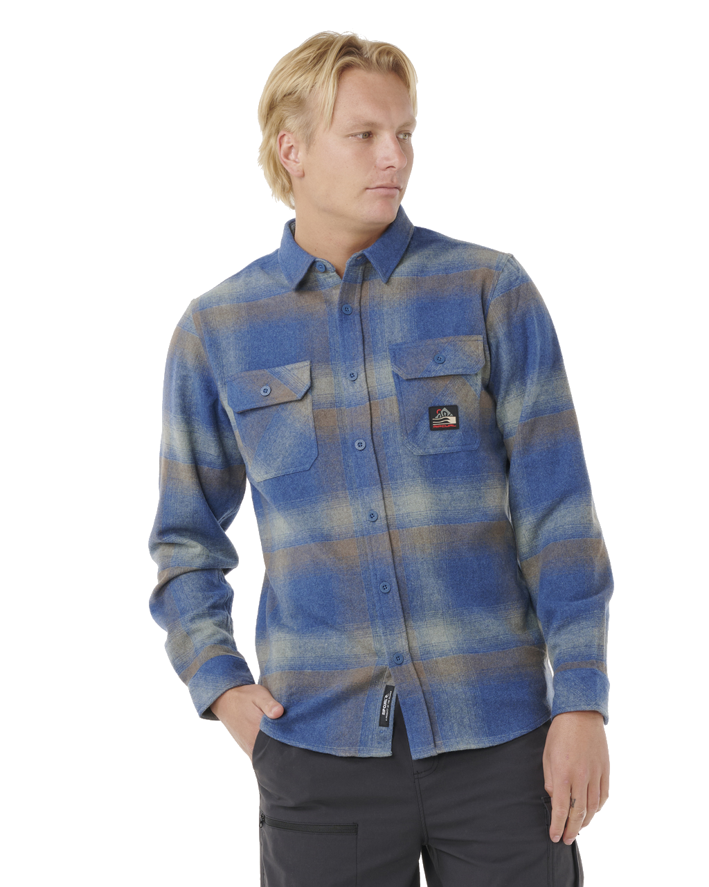The Rip Curl Mens Search Flannel Shirt in Light Navy