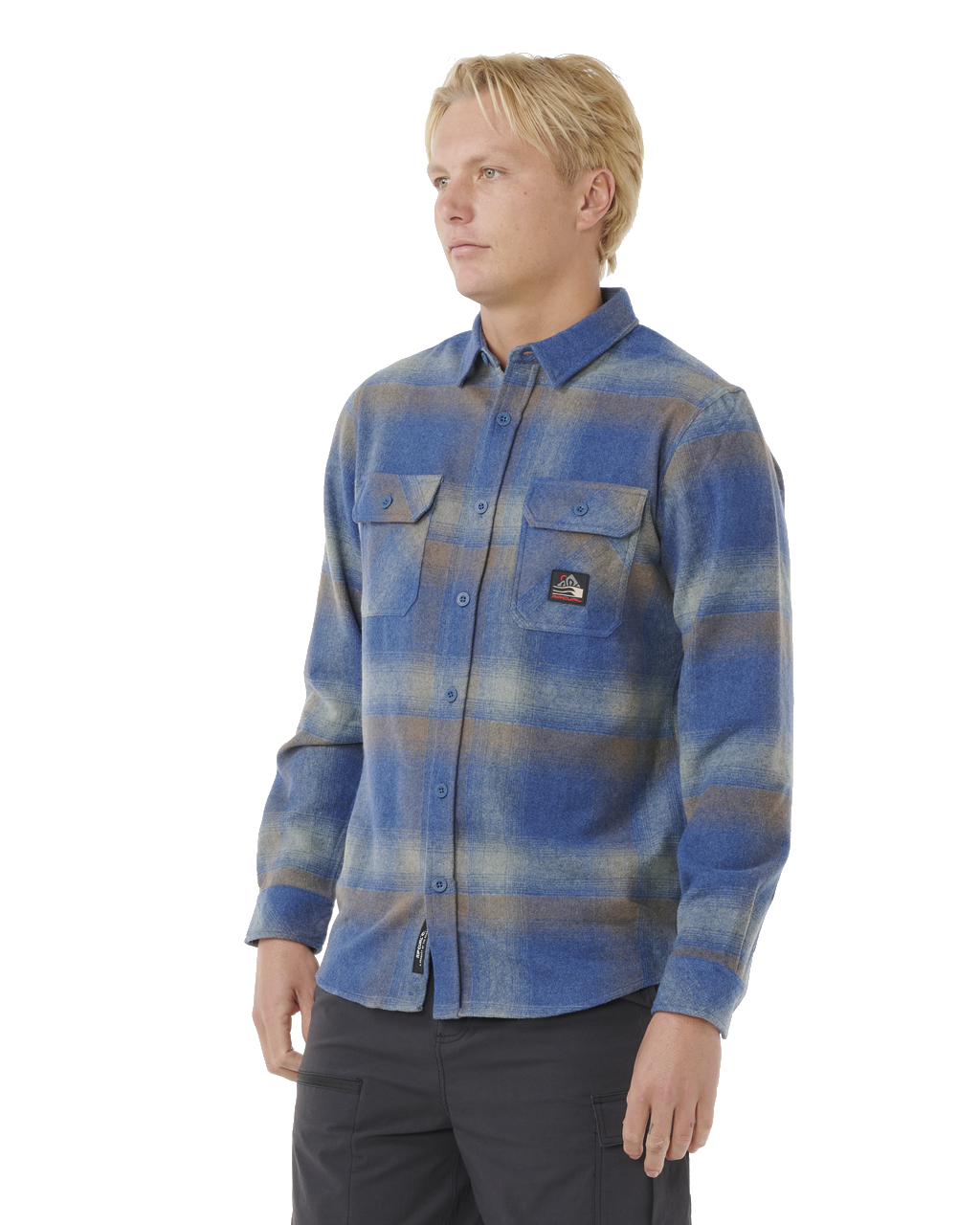 The Rip Curl Mens Search Flannel Shirt in Light Navy