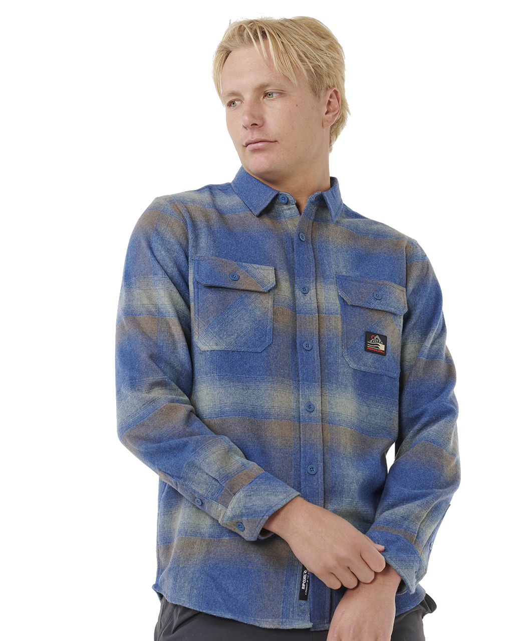 The Rip Curl Mens Search Flannel Shirt in Light Navy