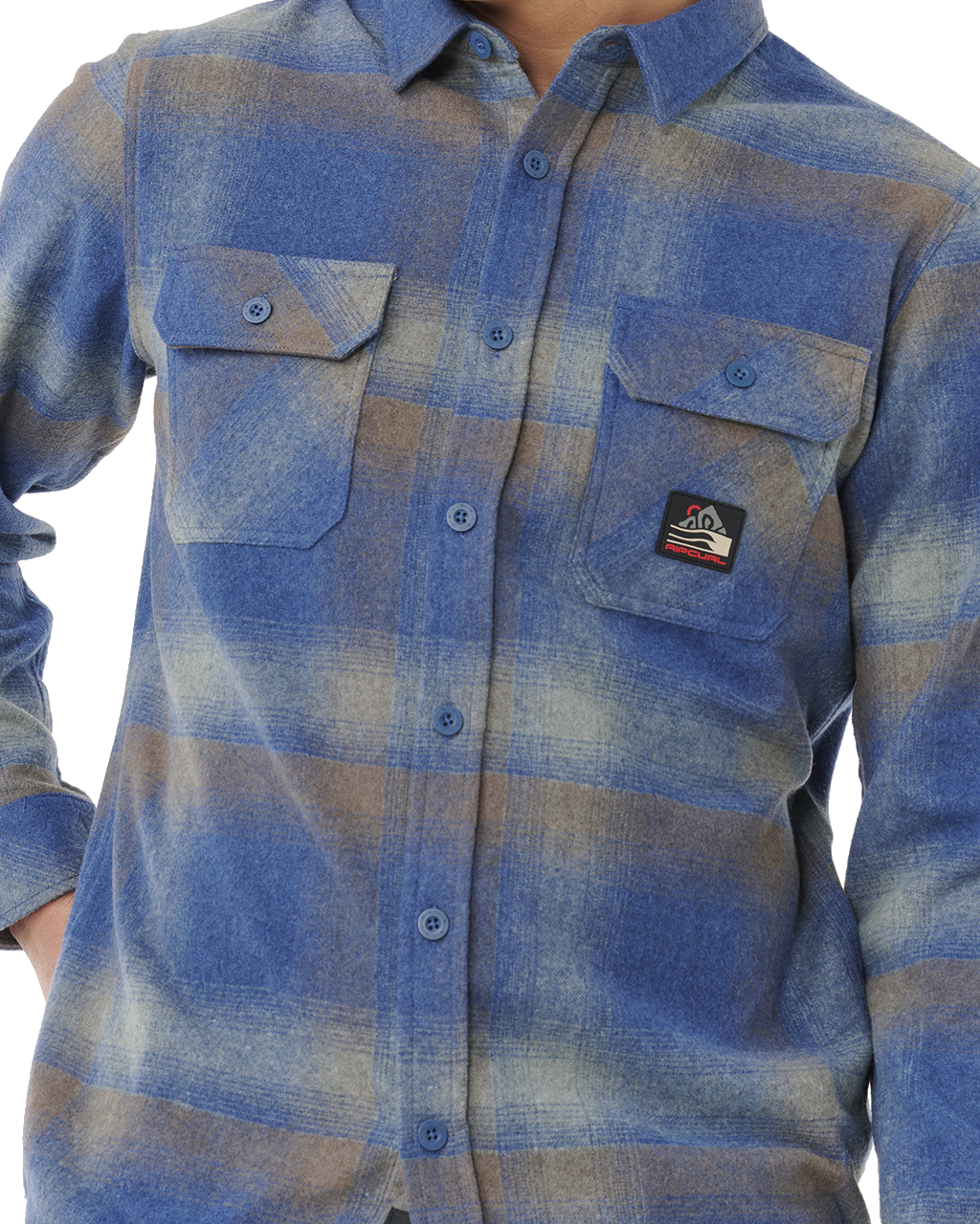 The Rip Curl Mens Search Flannel Shirt in Light Navy