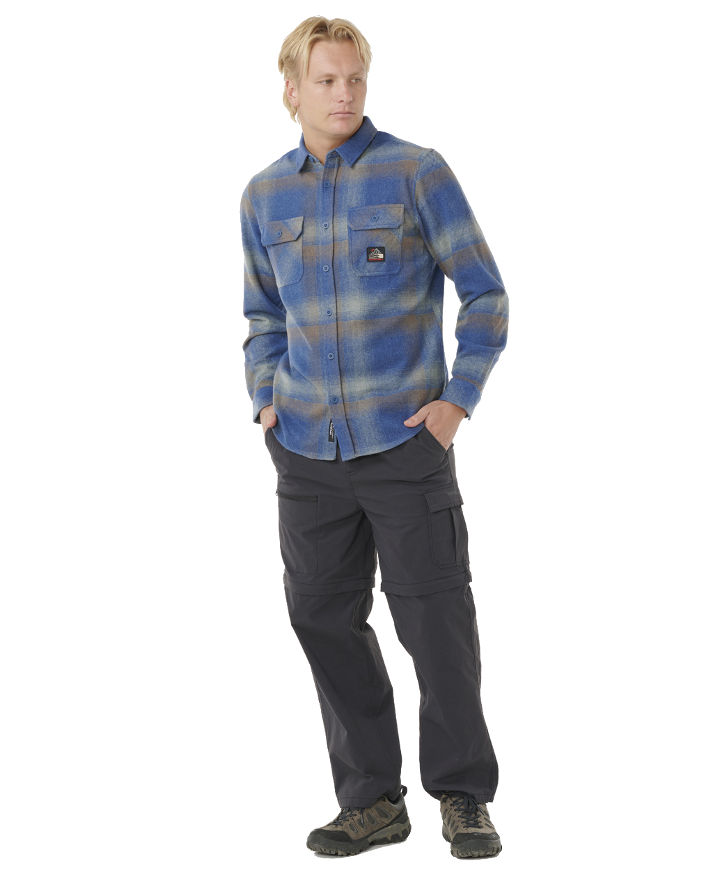 The Rip Curl Mens Search Flannel Shirt in Light Navy