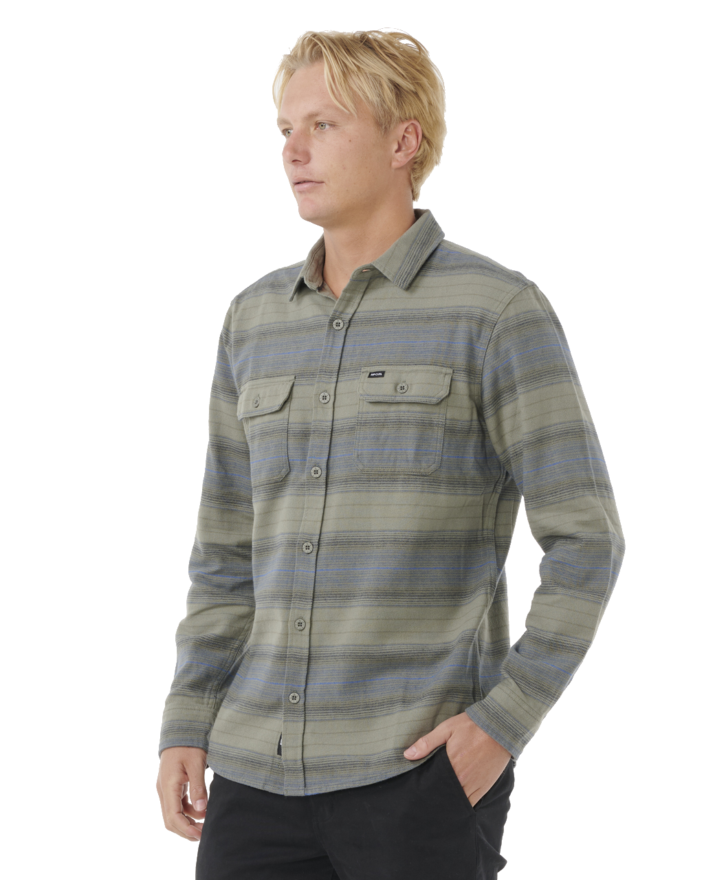 The Rip Curl Mens Line Up Flannel Shirt in Dark Cactus