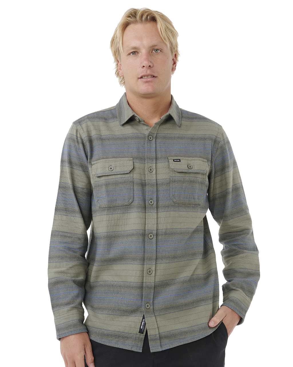 The Rip Curl Mens Line Up Flannel Shirt in Dark Cactus