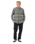 The Rip Curl Mens Line Up Flannel Shirt in Dark Cactus