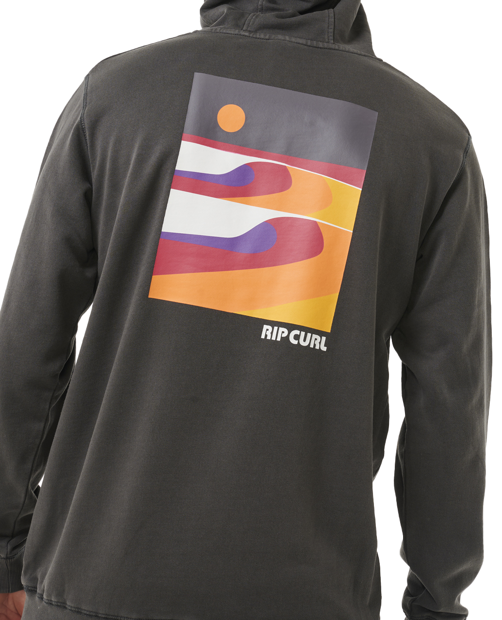 The Rip Curl Mens Surf Revival Lined Up Hoodie in Washed Black