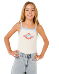 Girls Sunshine Squad Rib Vest in Bone