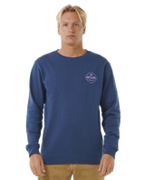 The Rip Curl Mens Stapler Sweatshirt in Washed Navy