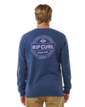 The Rip Curl Mens Stapler Sweatshirt in Washed Navy