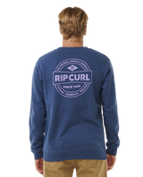 The Rip Curl Mens Stapler Sweatshirt in Washed Navy