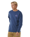 The Rip Curl Mens Stapler Sweatshirt in Washed Navy