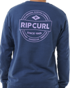 The Rip Curl Mens Stapler Sweatshirt in Washed Navy
