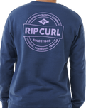 The Rip Curl Mens Stapler Sweatshirt in Washed Navy