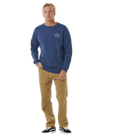 The Rip Curl Mens Stapler Sweatshirt in Washed Navy
