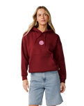 The Rip Curl Womens Icons Of Surf Heritage Hoodie in Dark Plum
