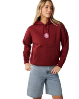 The Rip Curl Womens Icons Of Surf Heritage Hoodie in Dark Plum