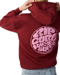 The Rip Curl Womens Icons Of Surf Heritage Hoodie in Dark Plum
