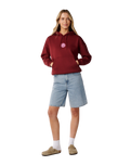 The Rip Curl Womens Icons Of Surf Heritage Hoodie in Dark Plum