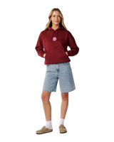 The Rip Curl Womens Icons Of Surf Heritage Hoodie in Dark Plum