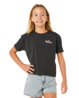 The Rip Curl Girls Girls Layday Crop T-Shirt in Washed Black
