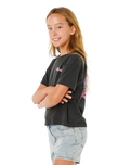 The Rip Curl Girls Girls Layday Crop T-Shirt in Washed Black