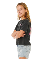 The Rip Curl Girls Girls Layday Crop T-Shirt in Washed Black
