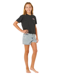 The Rip Curl Girls Girls Layday Crop T-Shirt in Washed Black
