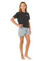 The Rip Curl Girls Girls Layday Crop T-Shirt in Washed Black