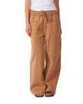 The Rip Curl Womens Bossa Nova Twill Wide Leg Trousers in Brown