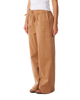 The Rip Curl Womens Bossa Nova Twill Wide Leg Trousers in Brown