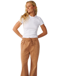 The Rip Curl Womens Bossa Nova Twill Wide Leg Trousers in Brown