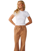 The Rip Curl Womens Bossa Nova Twill Wide Leg Trousers in Brown